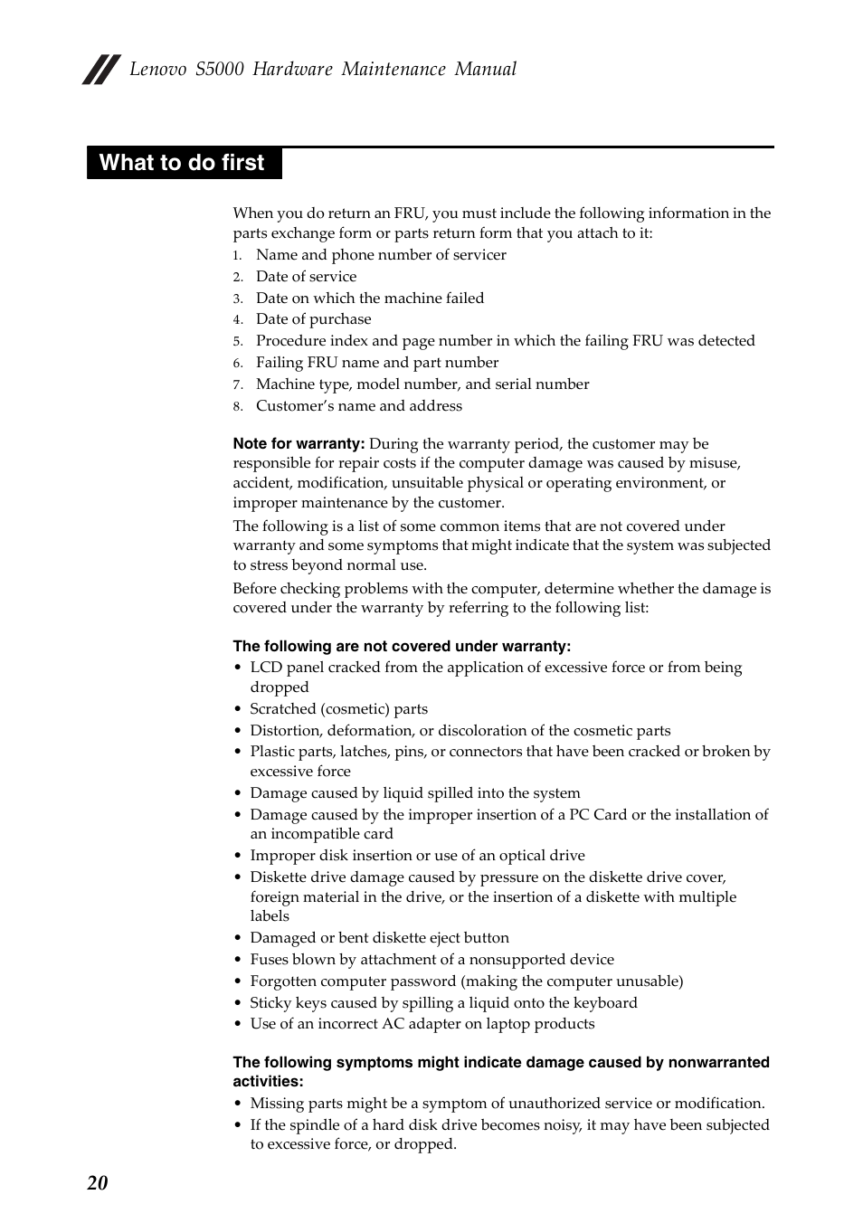 What to do first, Lenovo s5000 hardware maintenance manual | Lenovo S5000 Tablet User Manual | Page 24 / 60