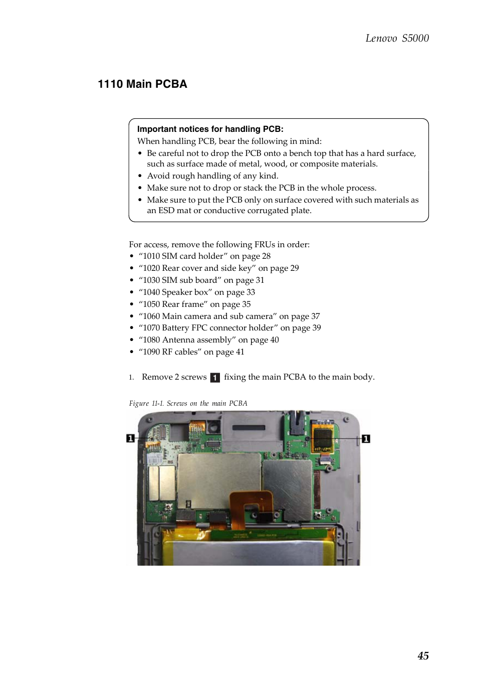1110 main pcba, Lenovo s5000 | Lenovo S5000 Tablet User Manual | Page 49 / 60