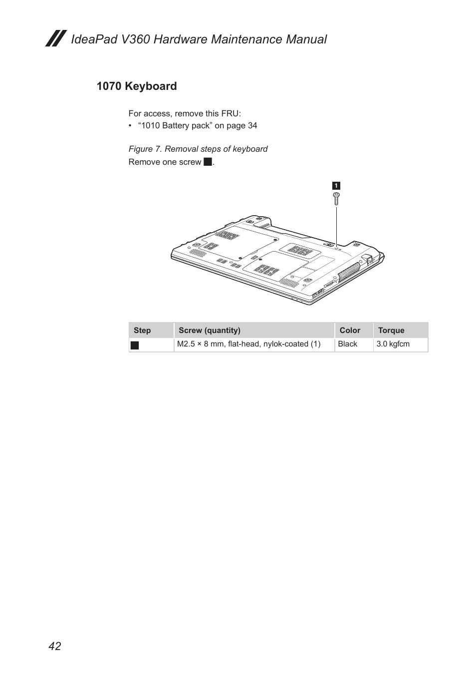 1070 keyboard, Ideapad v360 hardware maintenance manual | Lenovo IdeaPad V360 User Manual | Page 46 / 87