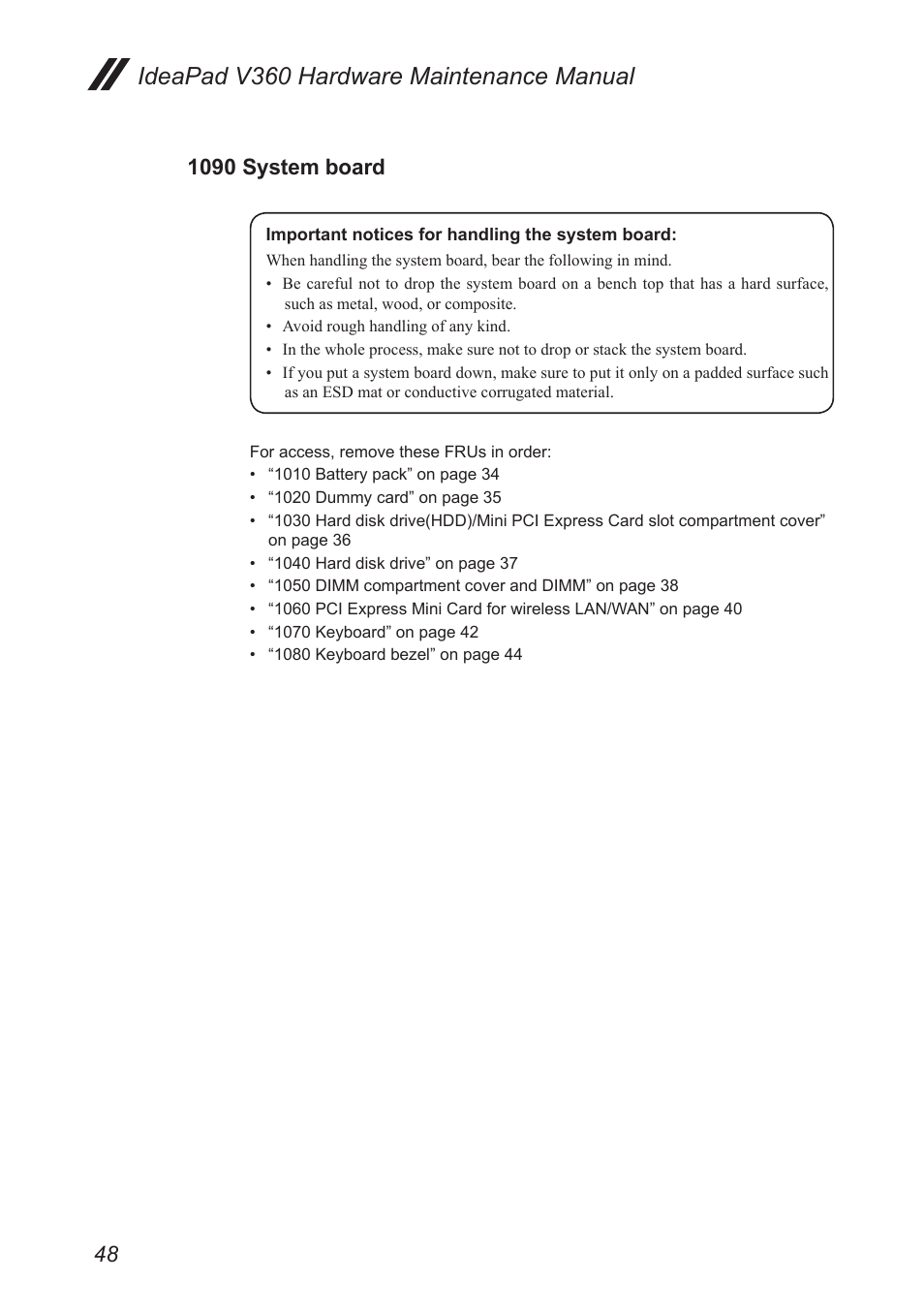 1090 system board, Ideapad v360 hardware maintenance manual | Lenovo IdeaPad V360 User Manual | Page 52 / 87