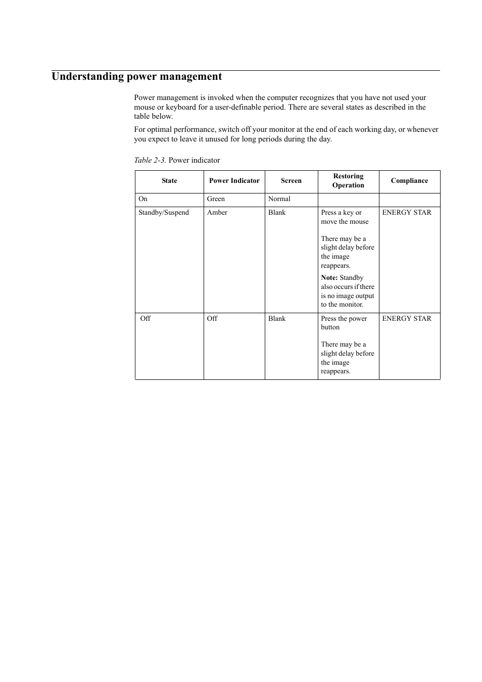 Understanding power management | Lenovo ThinkVision LT3053p 30in LCD Monitor User Manual | Page 29 / 45