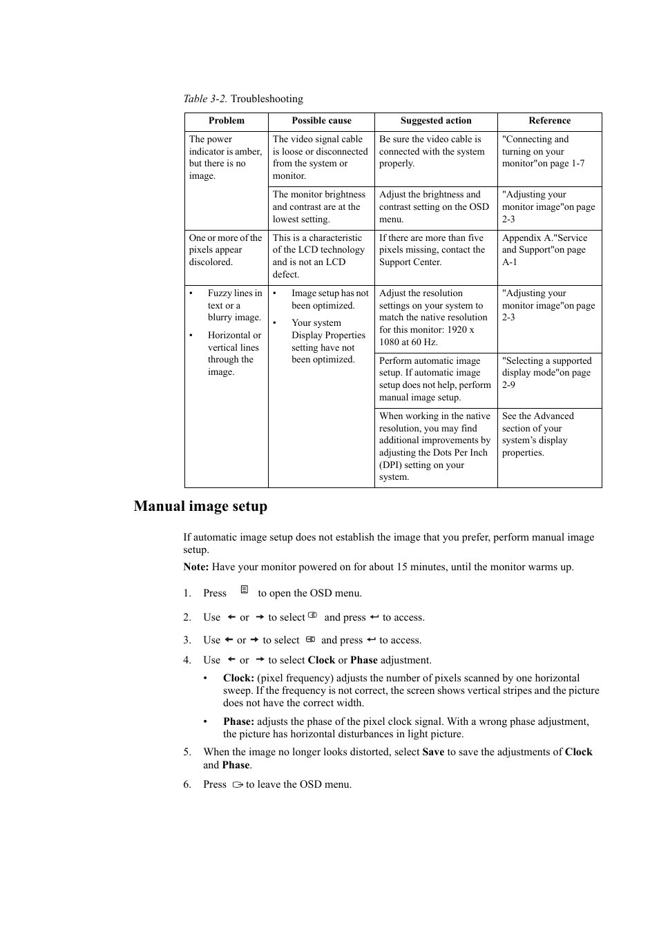 Manual image setup, Manual image setup -4 | Lenovo ThinkVision LT3053p 30in LCD Monitor User Manual | Page 35 / 45