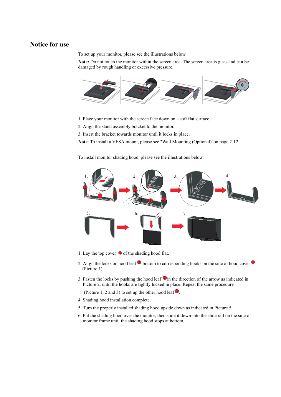 Notice for use, Notice for use -2 | Lenovo ThinkVision LT3053p 30in LCD Monitor User Manual | Page 6 / 45