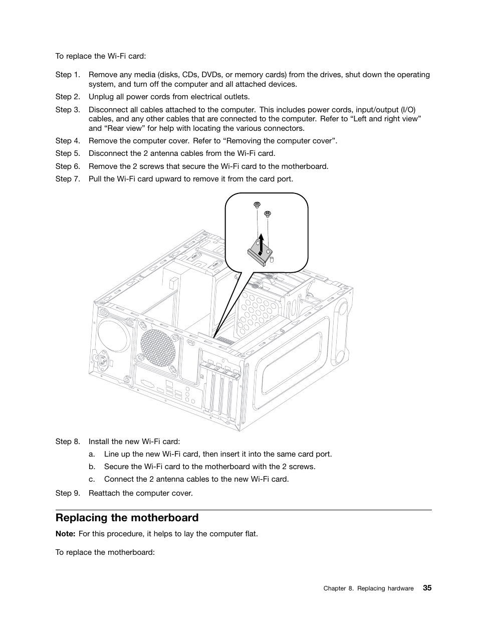 Replacing the motherboard | Lenovo Erazer X315 Desktop User Manual | Page 41 / 49