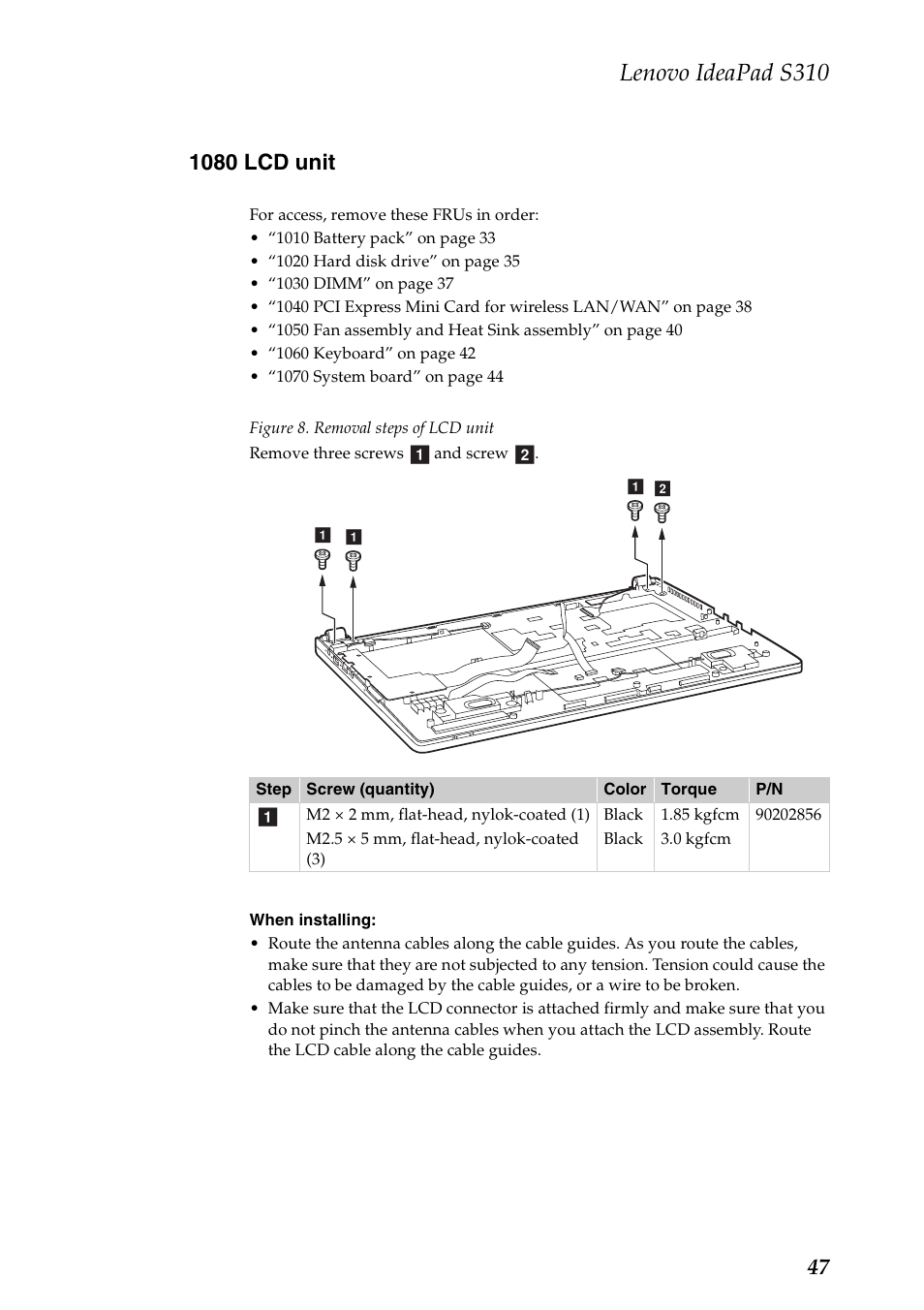 1080 lcd unit, Lenovo ideapad s310 | Lenovo IdeaPad S310 Notebook User Manual | Page 51 / 80