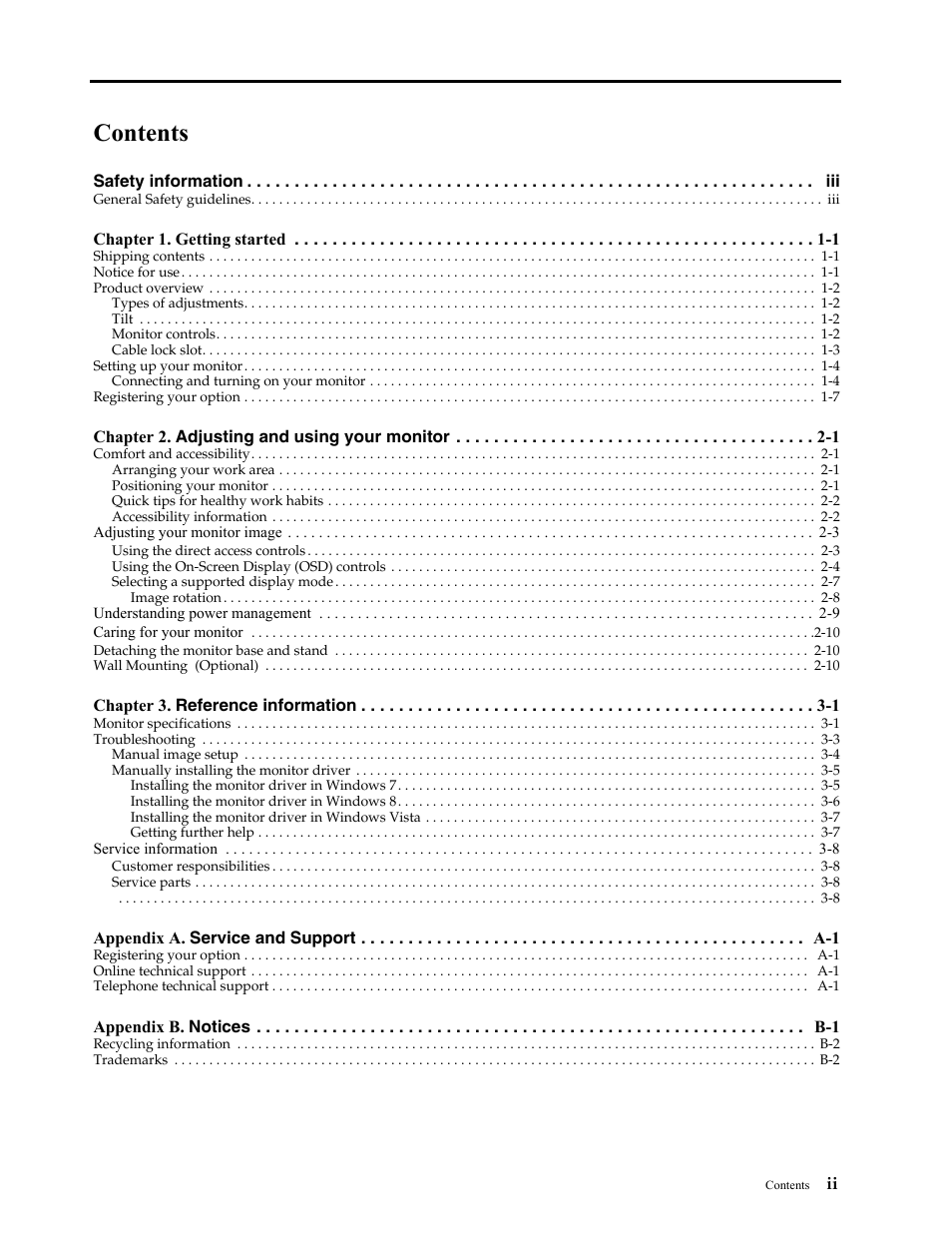 Lenovo ThinkVision LT2013s 19.5-inch WLED Backlit LCD Monitor User Manual | Page 3 / 35