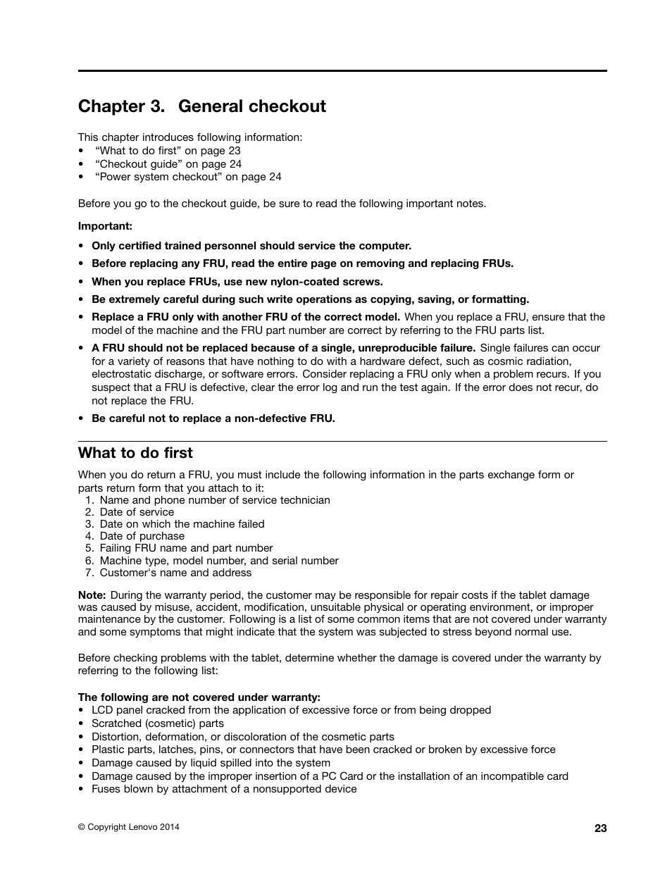 Chapter 3. general checkout, What to do first | Lenovo ThinkPad 8 User Manual | Page 29 / 66