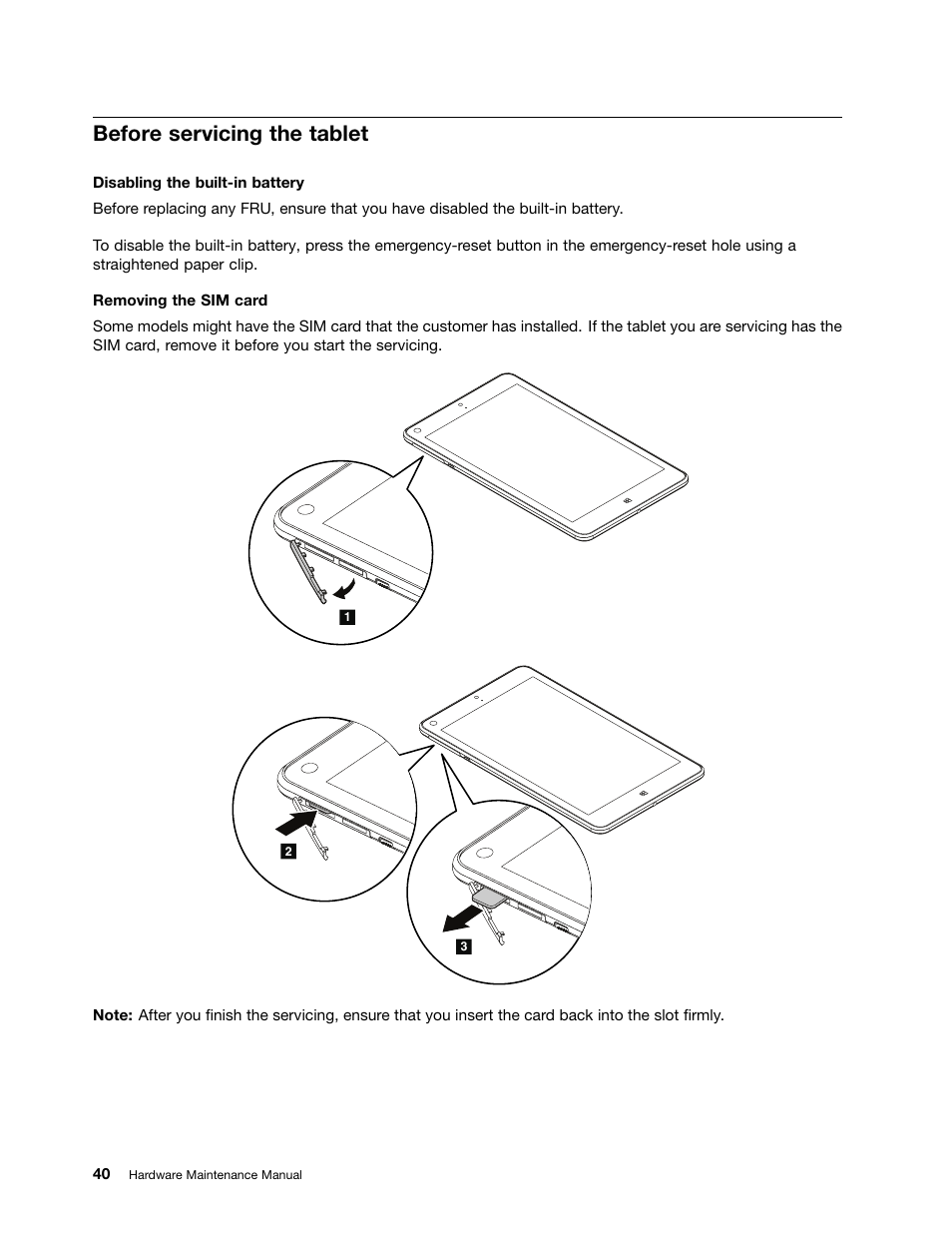 Before servicing the tablet | Lenovo ThinkPad 8 User Manual | Page 46 / 66