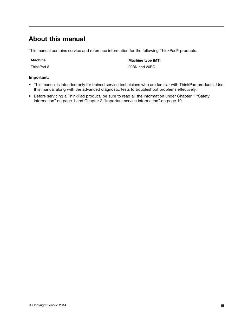 About this manual | Lenovo ThinkPad 8 User Manual | Page 5 / 66