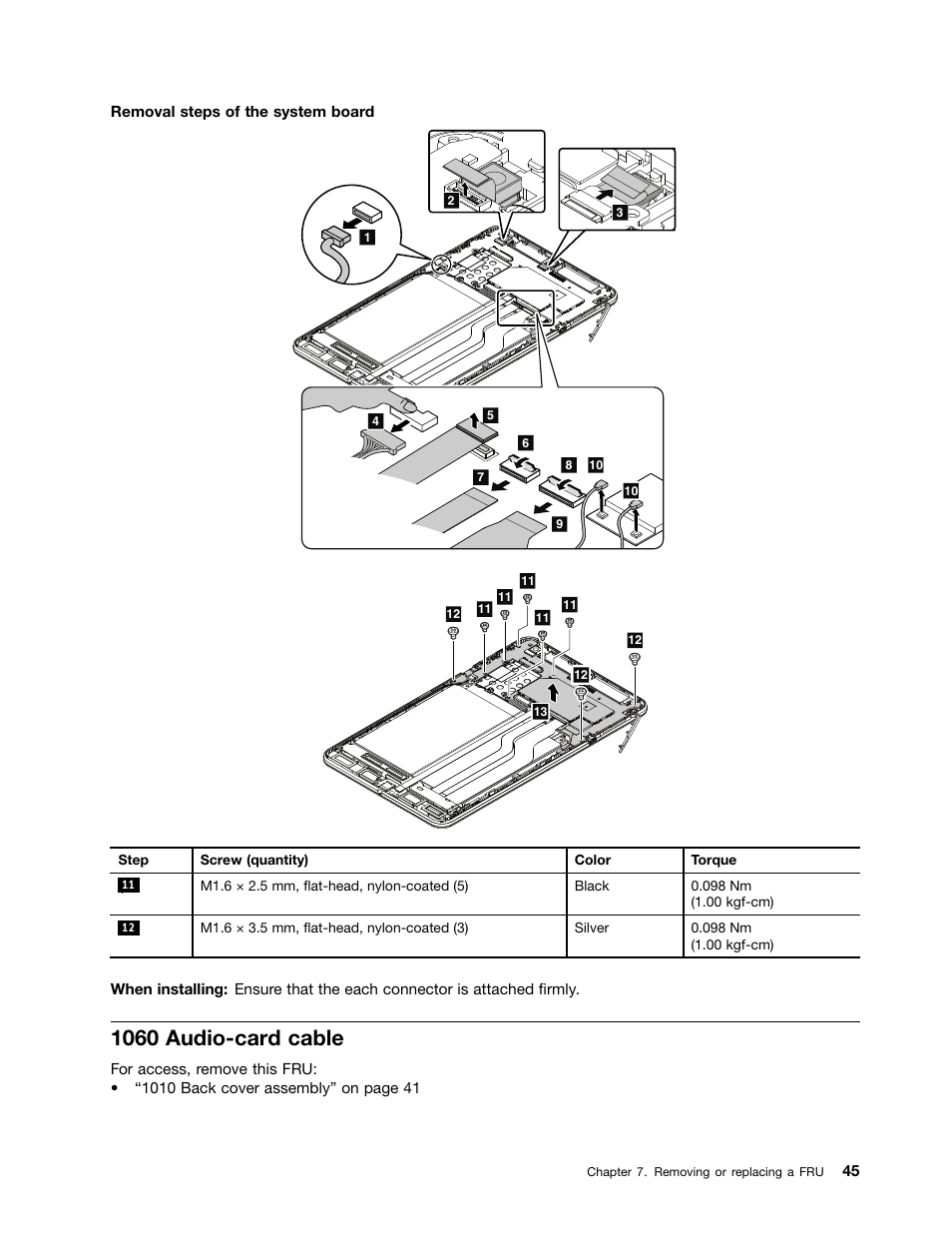 1060 audio-card cable | Lenovo ThinkPad 8 User Manual | Page 51 / 66