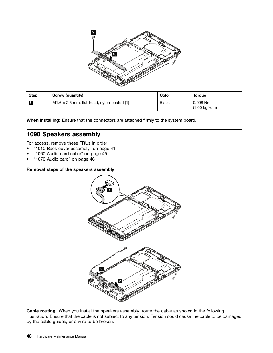 1090 speakers assembly | Lenovo ThinkPad 8 User Manual | Page 54 / 66