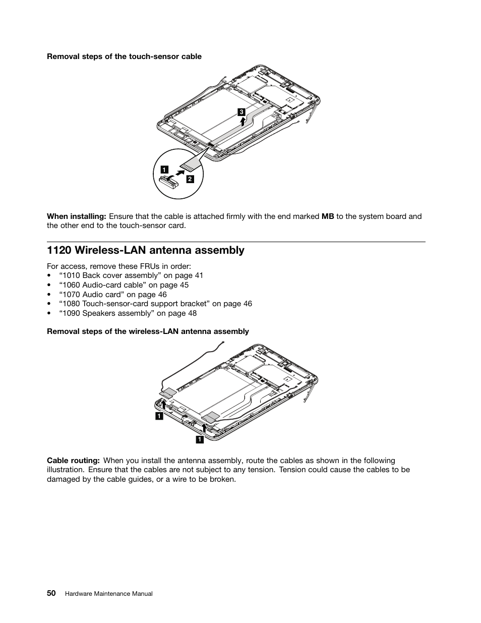 1120 wireless-lan antenna assembly | Lenovo ThinkPad 8 User Manual | Page 56 / 66