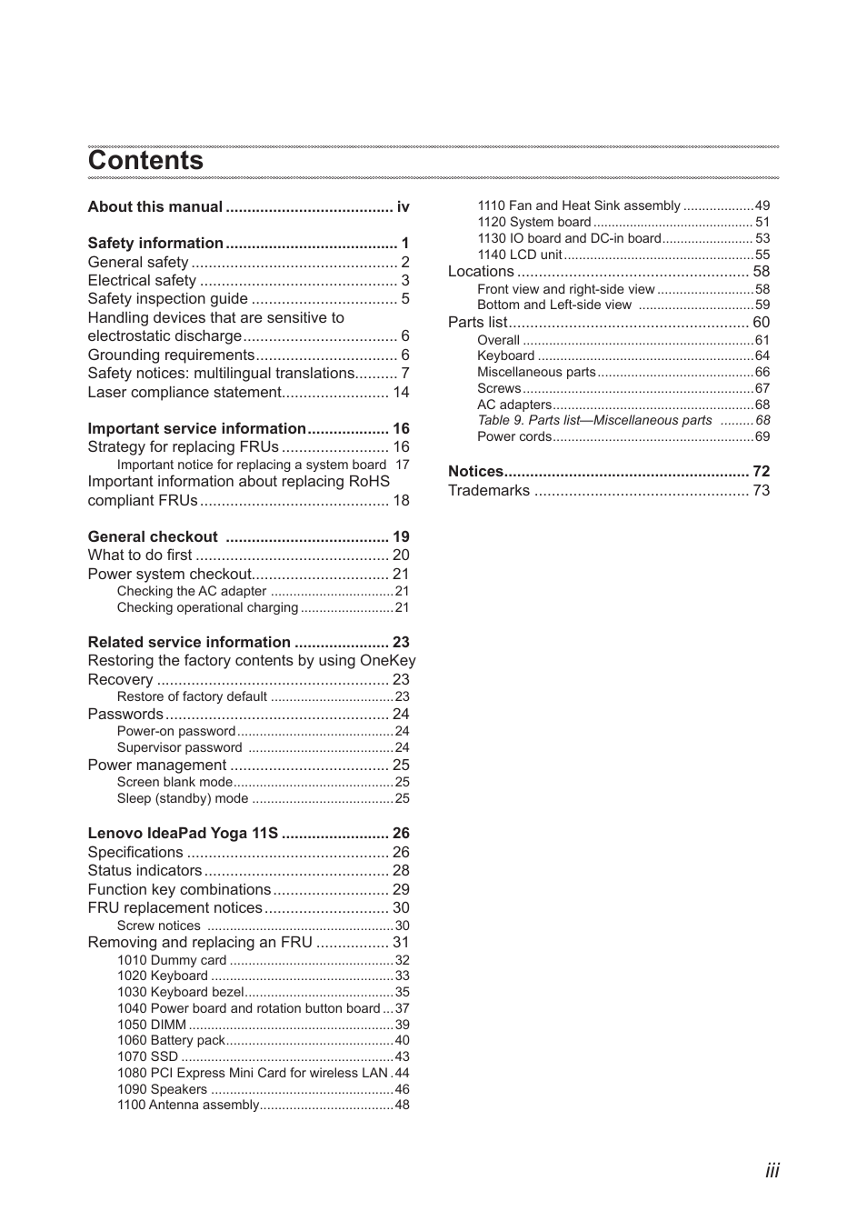 Lenovo Yoga 11s Notebook IdeaPad User Manual | Page 3 / 77