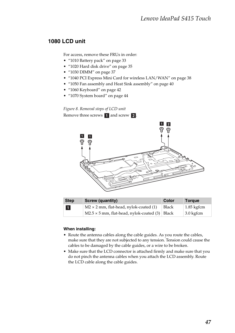 1080 lcd unit, Lenovo ideapad s415 touch | Lenovo IdeaPad S415 Touch Notebook User Manual | Page 51 / 80