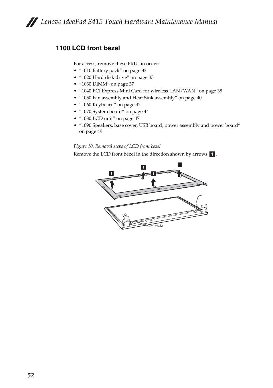 1100 lcd front bezel | Lenovo IdeaPad S415 Touch Notebook User Manual | Page 56 / 80