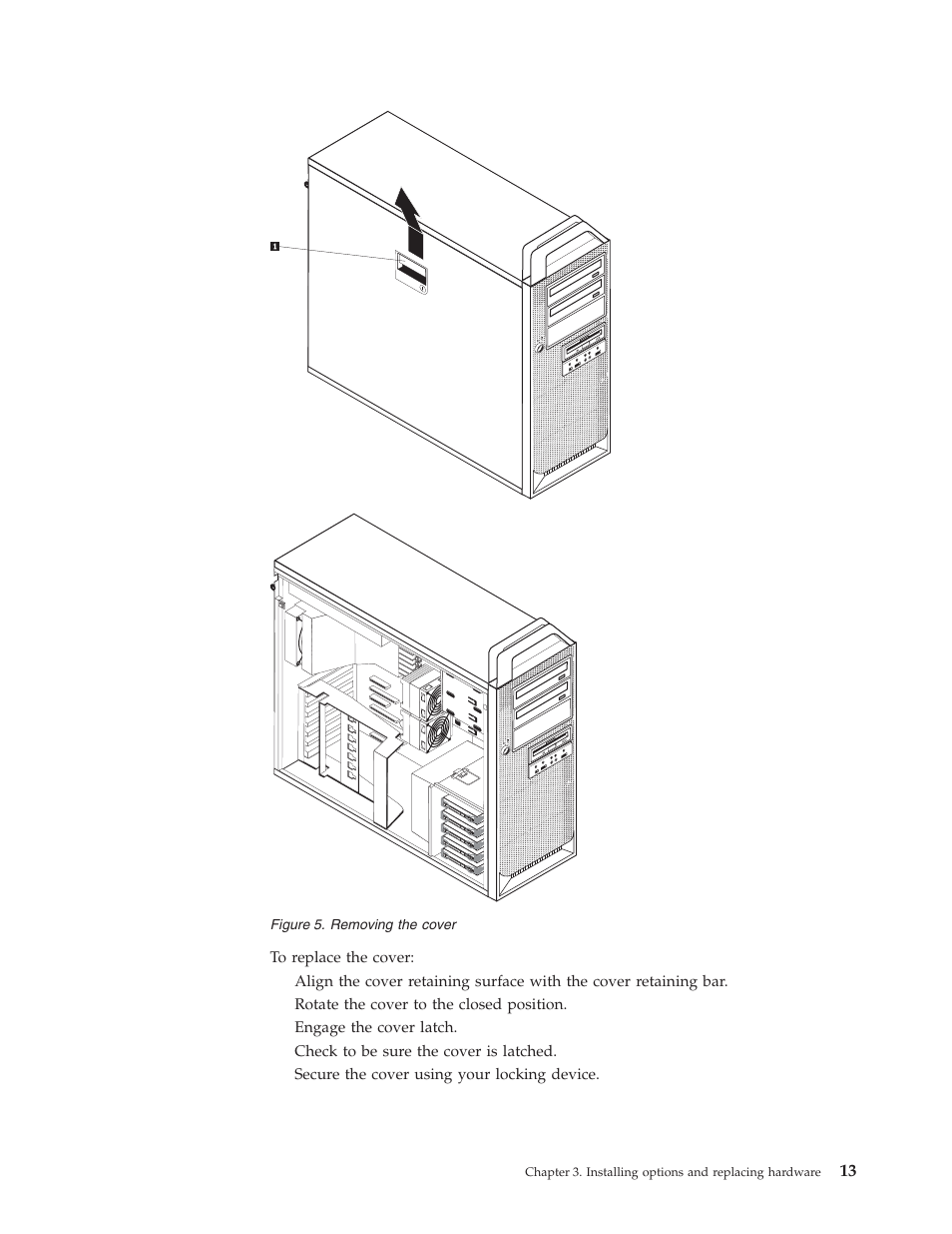 Removing, Cover, Figure | Lenovo THINKSTATION D10 User Manual | Page 21 / 58