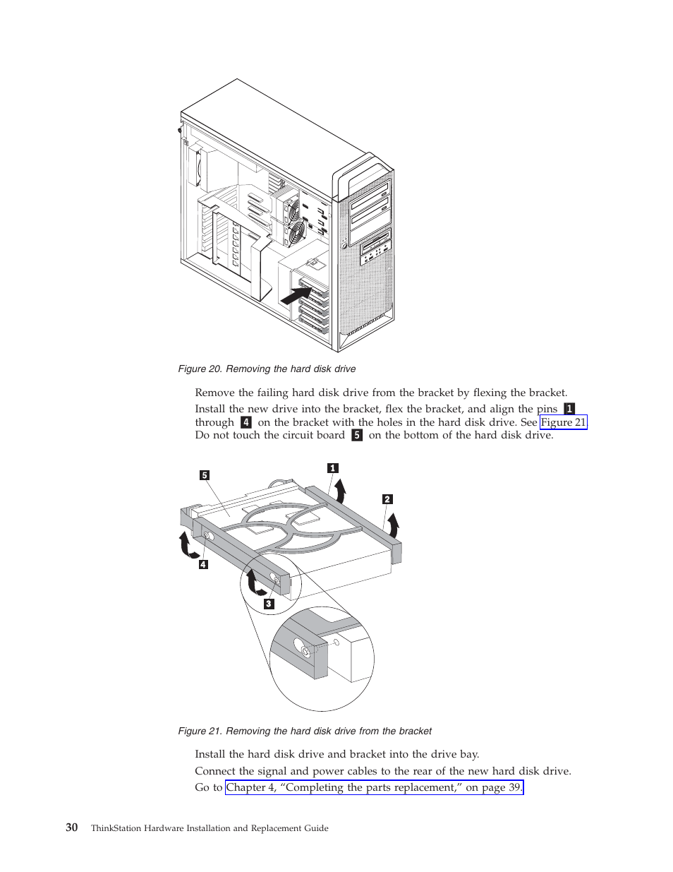 Removing, Hard, Disk | Drive, From, Bracket, Figure | Lenovo THINKSTATION D10 User Manual | Page 38 / 58