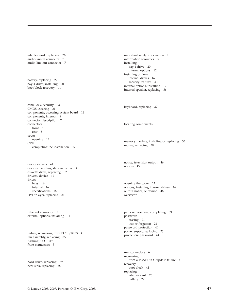 Index | Lenovo THINKSTATION D10 User Manual | Page 55 / 58