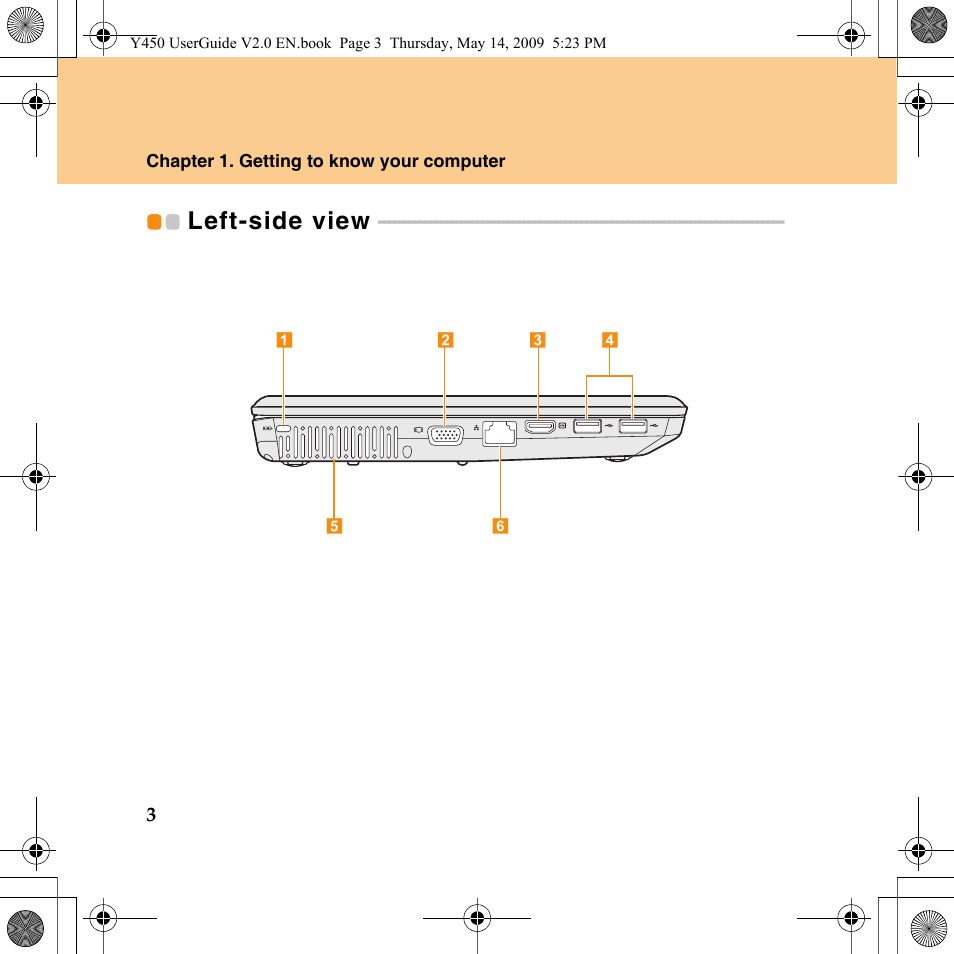 Left-side view | Lenovo IdeaPad Y450 User Manual | Page 12 / 148