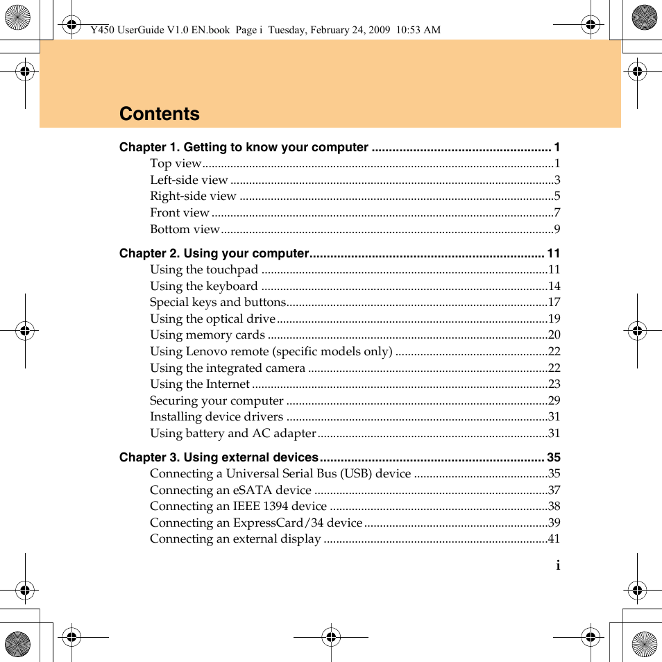 Lenovo IdeaPad Y450 User Manual | Page 7 / 148