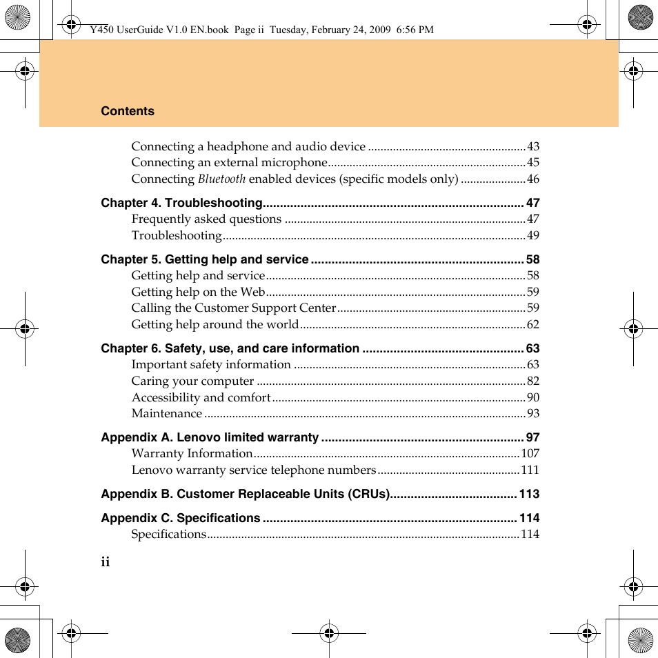 Lenovo IdeaPad Y450 User Manual | Page 8 / 148