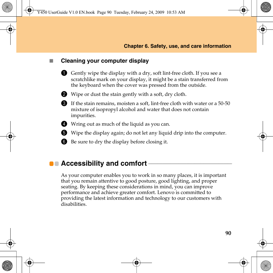 Accessibility and comfort | Lenovo IdeaPad Y450 User Manual | Page 99 / 148