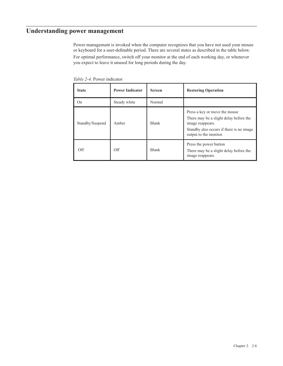 Understanding power management | Lenovo Li2341t Wide Flat Panel Monitor User Manual | Page 19 / 34