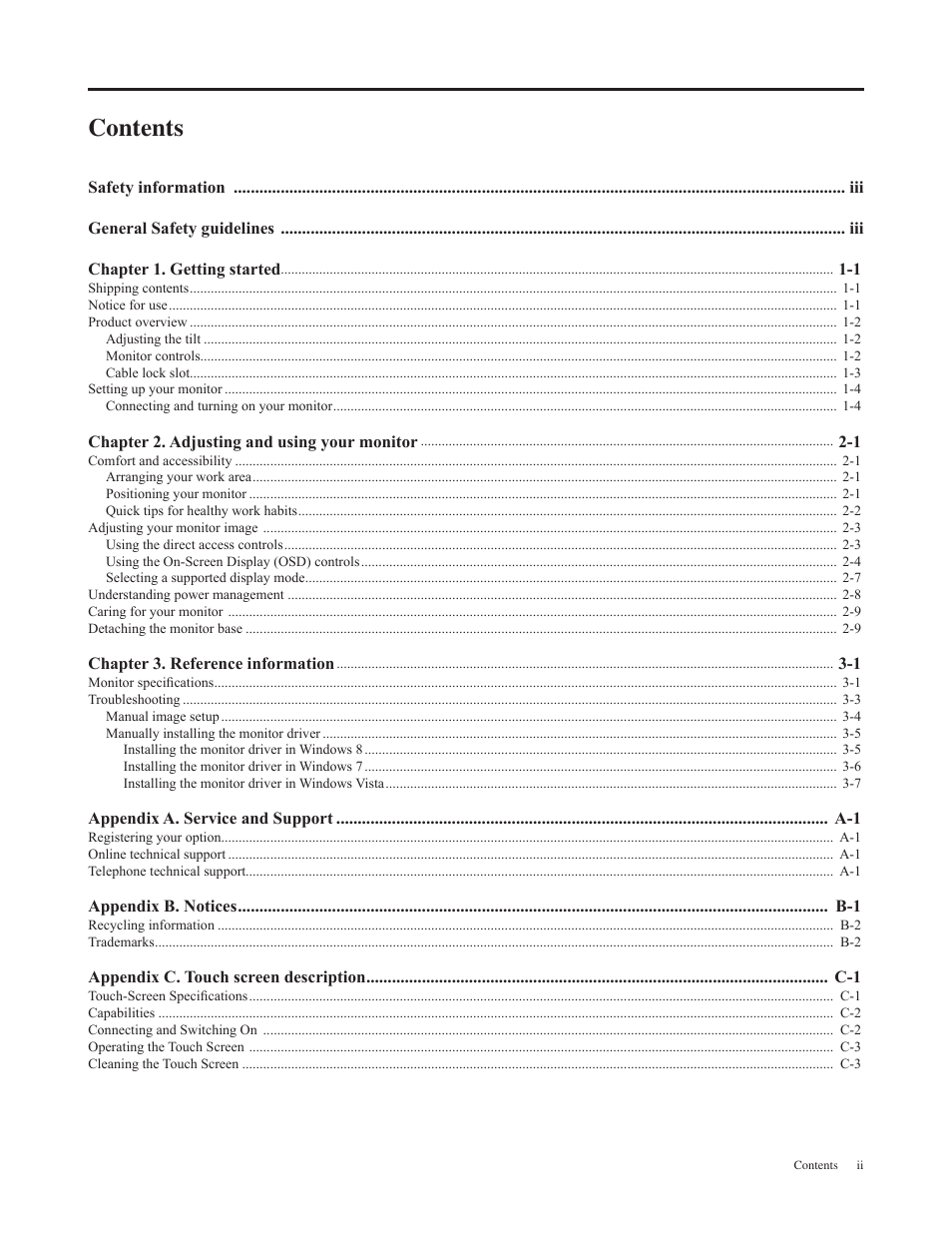 Lenovo Li2341t Wide Flat Panel Monitor User Manual | Page 3 / 34