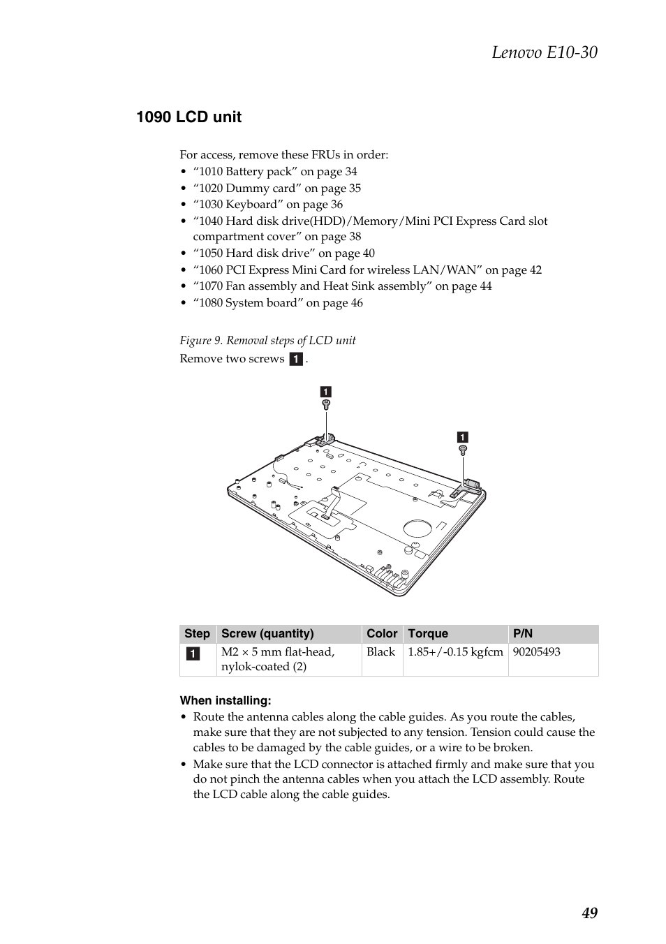 1090 lcd unit, Lenovo e10-30 | Lenovo E10-30 User Manual | Page 53 / 86