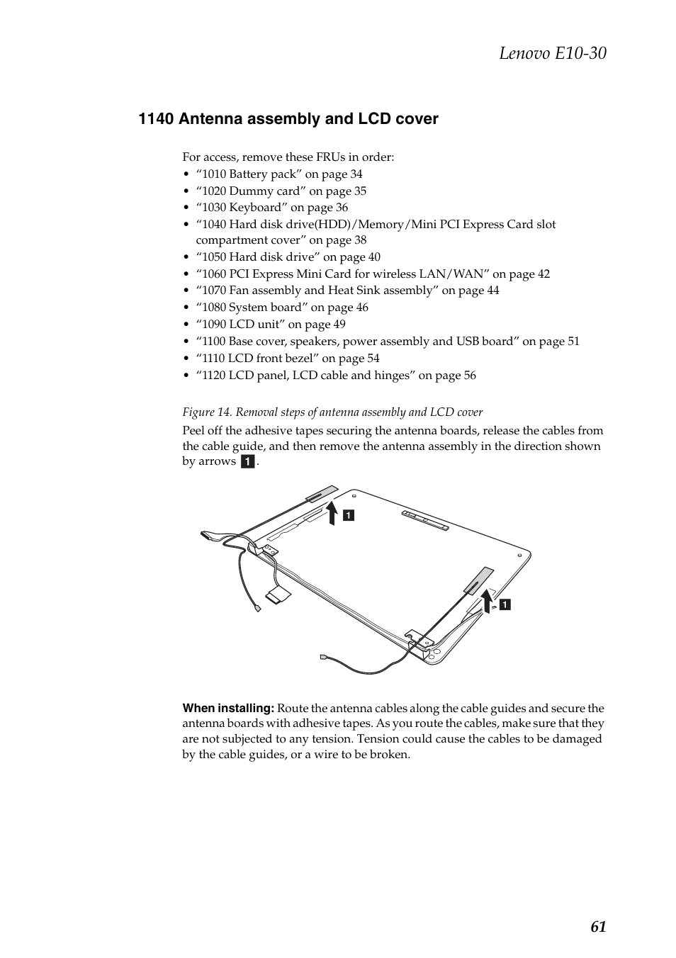 1140 antenna assembly and lcd cover, Lenovo e10-30 | Lenovo E10-30 User Manual | Page 65 / 86