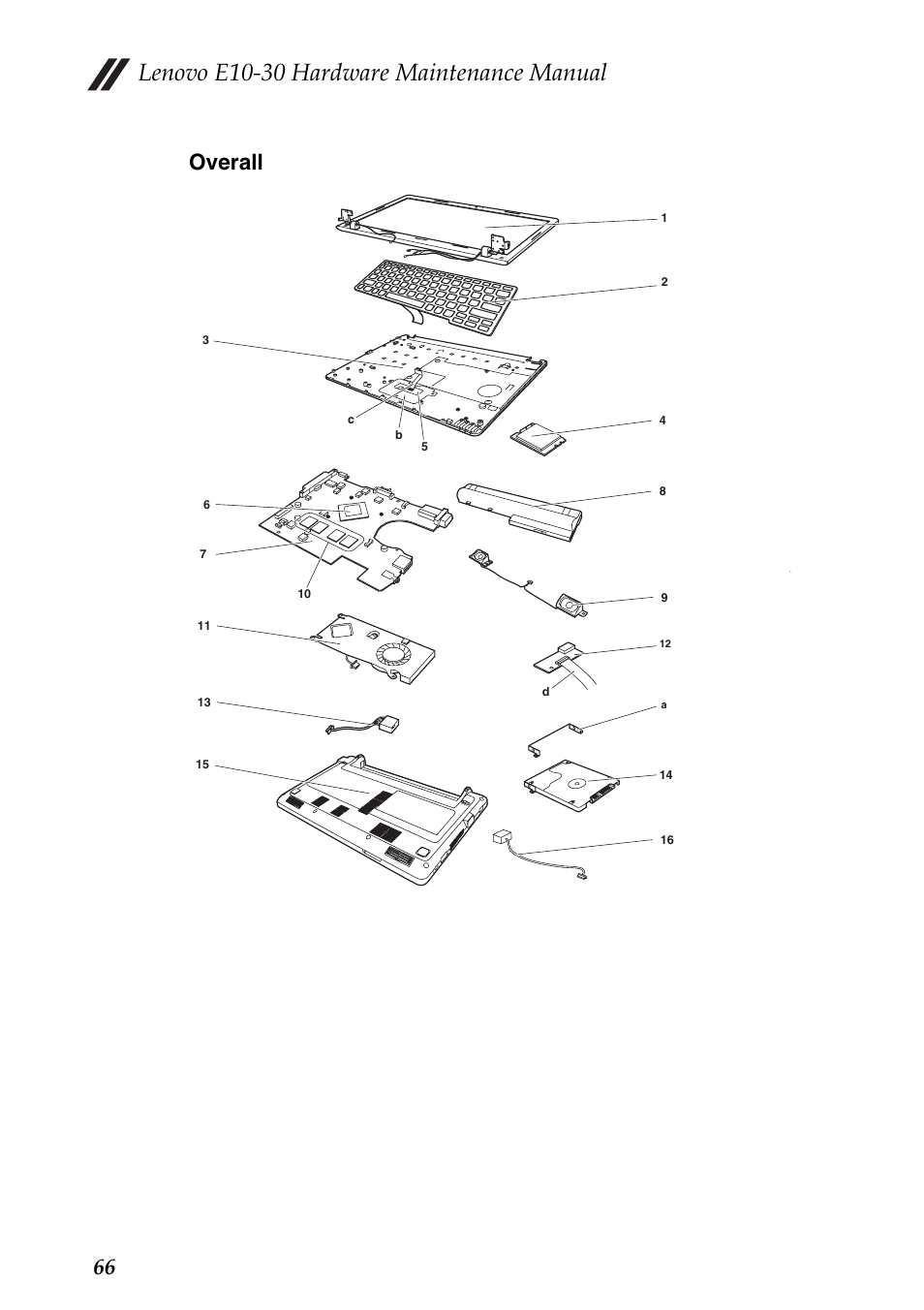 Overall, Lenovo e10-30 hardware maintenance manual, 66 overall | Lenovo E10-30 User Manual | Page 70 / 86