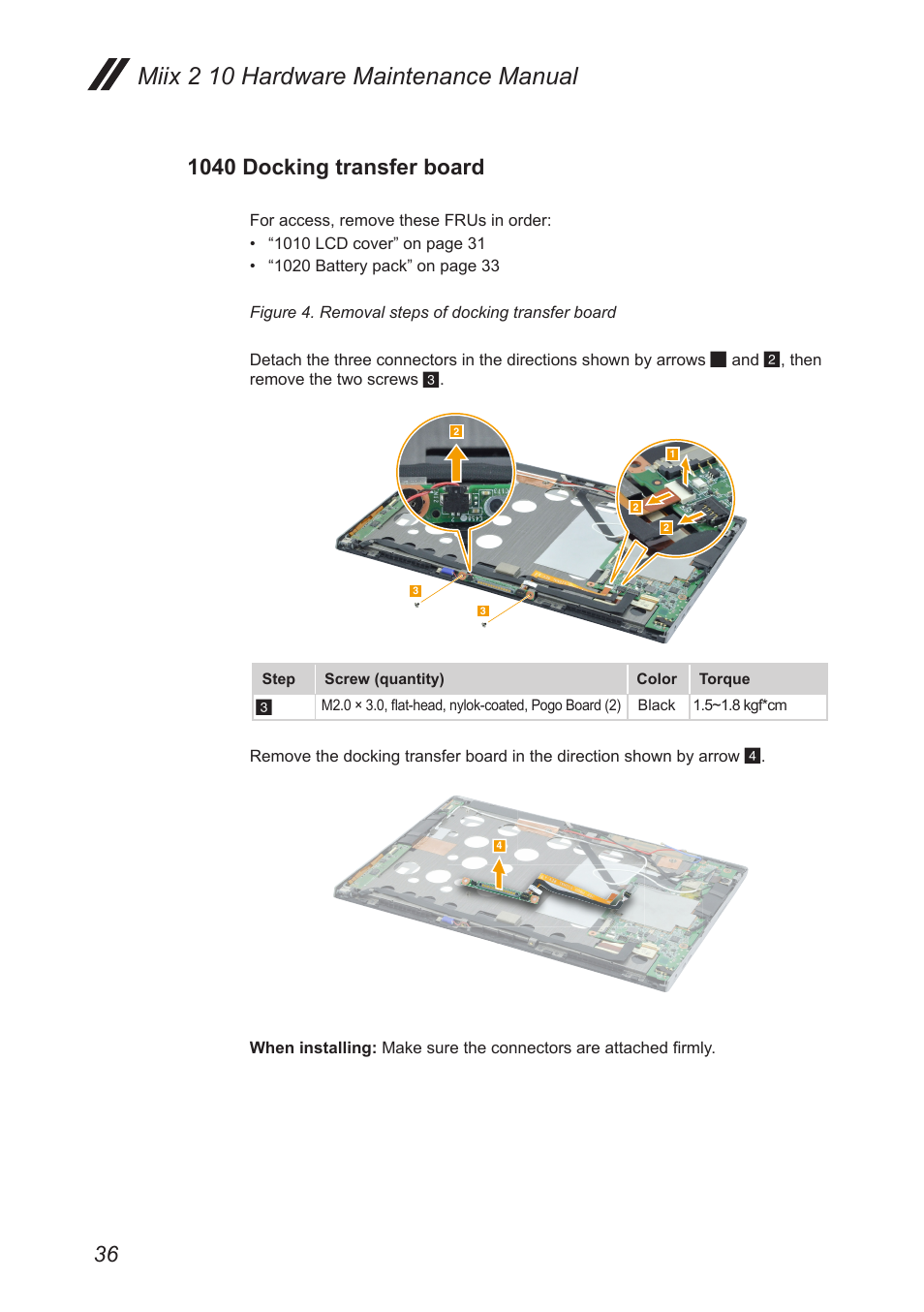 1040 docking transfer board, Miix 2 10 hardware maintenance manual | Lenovo Miix 2 10 Tablet Lenovo User Manual | Page 40 / 62