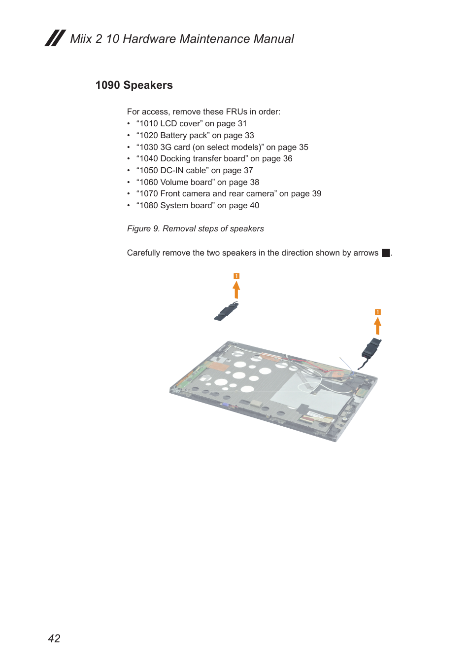 1090 speakers, Miix 2 10 hardware maintenance manual | Lenovo Miix 2 10 Tablet Lenovo User Manual | Page 46 / 62