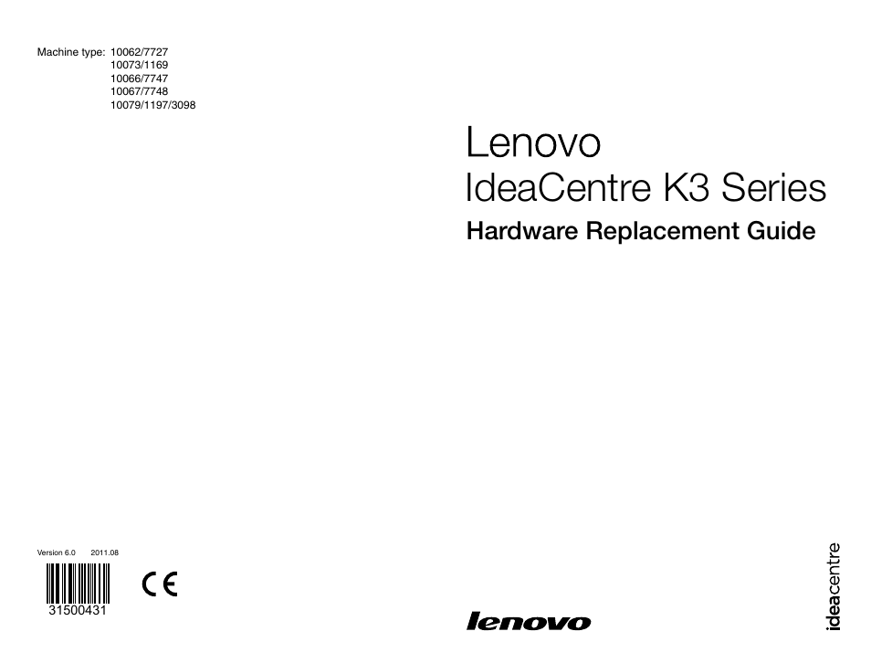 Lenovo IdeaCentre K315 User Manual | 47 pages