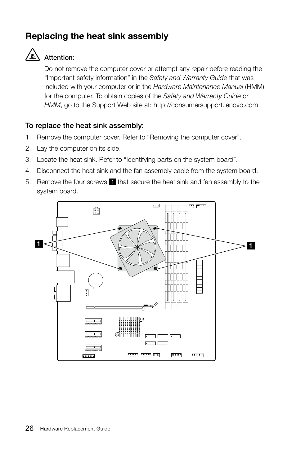 Replacing the heat sink assembly | Lenovo IdeaCentre K315 User Manual | Page 31 / 47