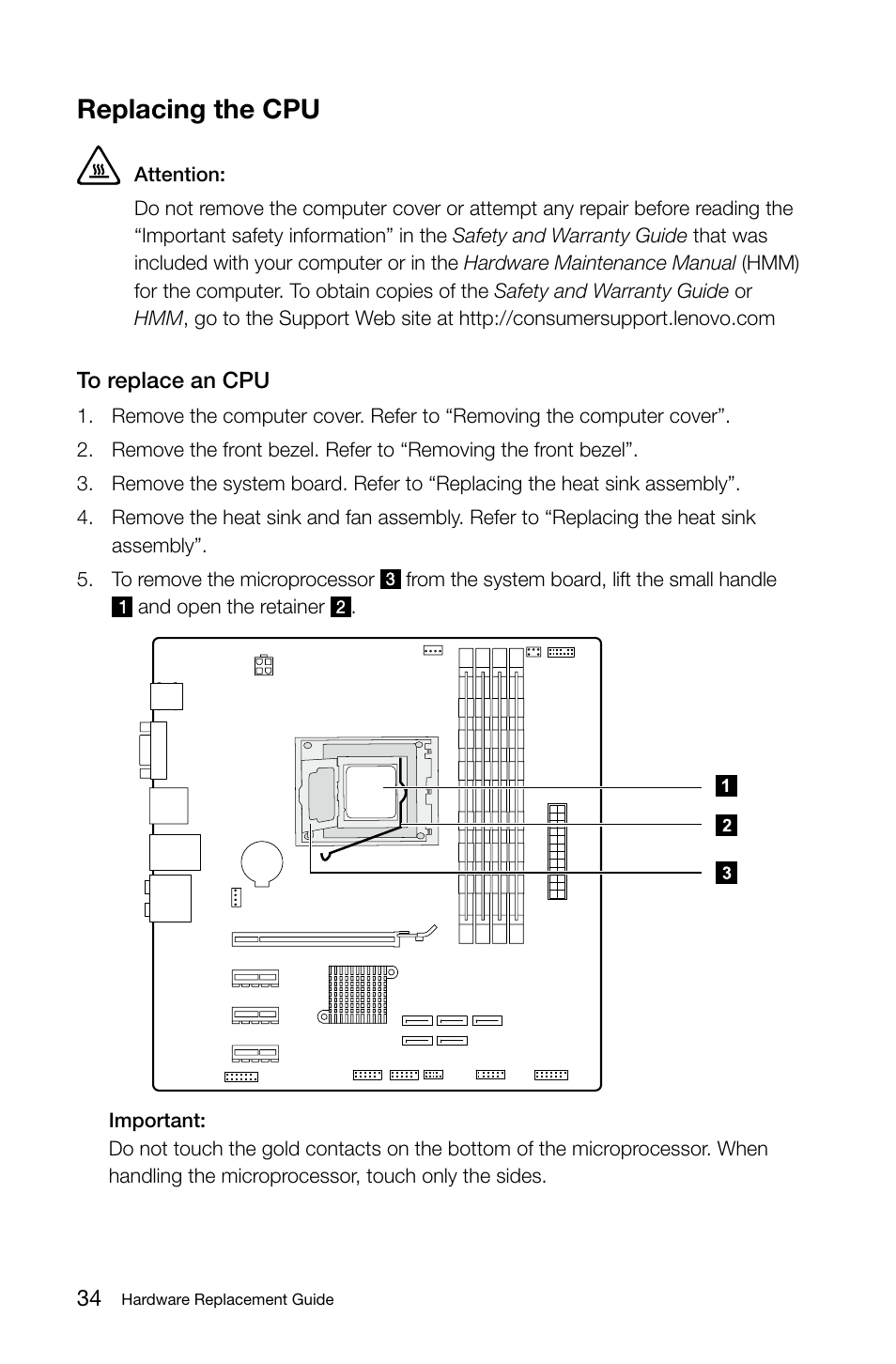 Replacing the cpu | Lenovo IdeaCentre K315 User Manual | Page 39 / 47