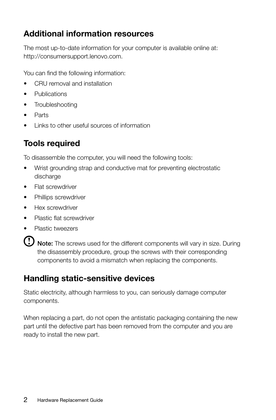 Additional information resources, Tools required, Handling static-sensitive devices | Lenovo IdeaCentre K315 User Manual | Page 7 / 47