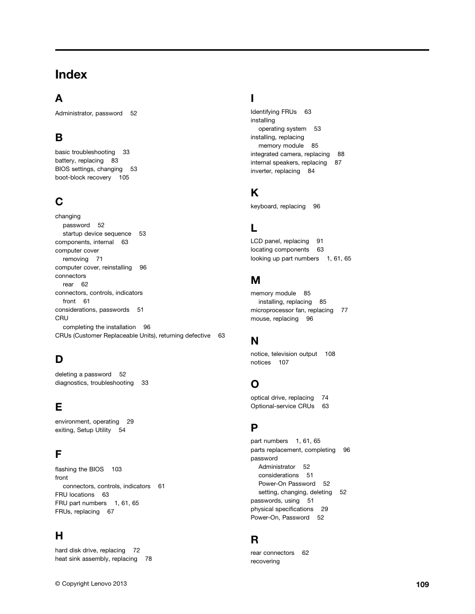 Index | Lenovo S710 All-in-One User Manual | Page 115 / 118