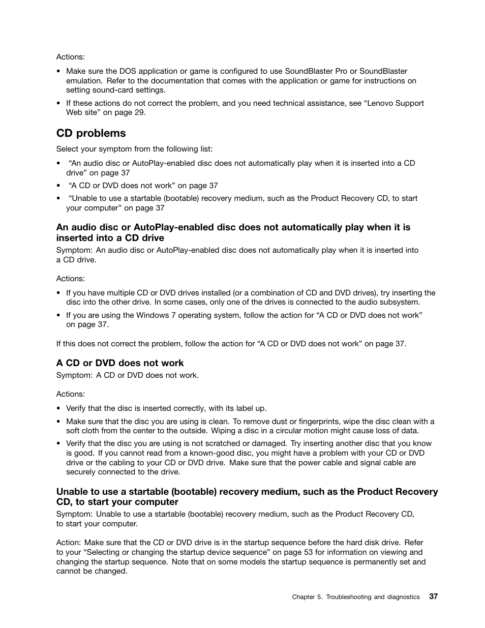 Cd problems | Lenovo S710 All-in-One User Manual | Page 43 / 118