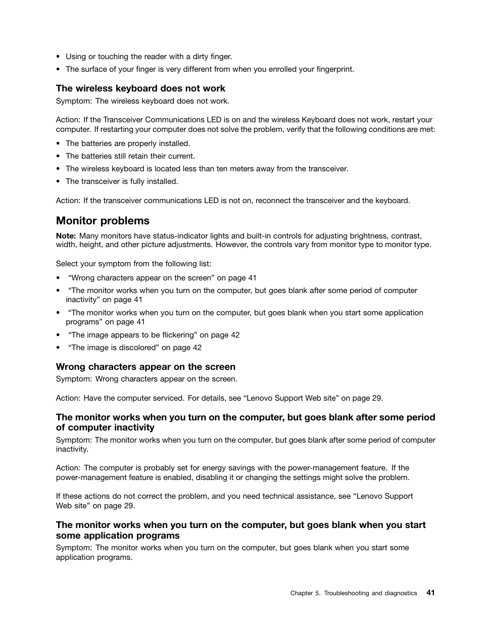 Monitor problems | Lenovo S710 All-in-One User Manual | Page 47 / 118