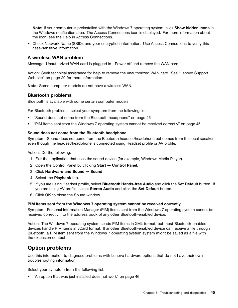 Option problems | Lenovo S710 All-in-One User Manual | Page 51 / 118