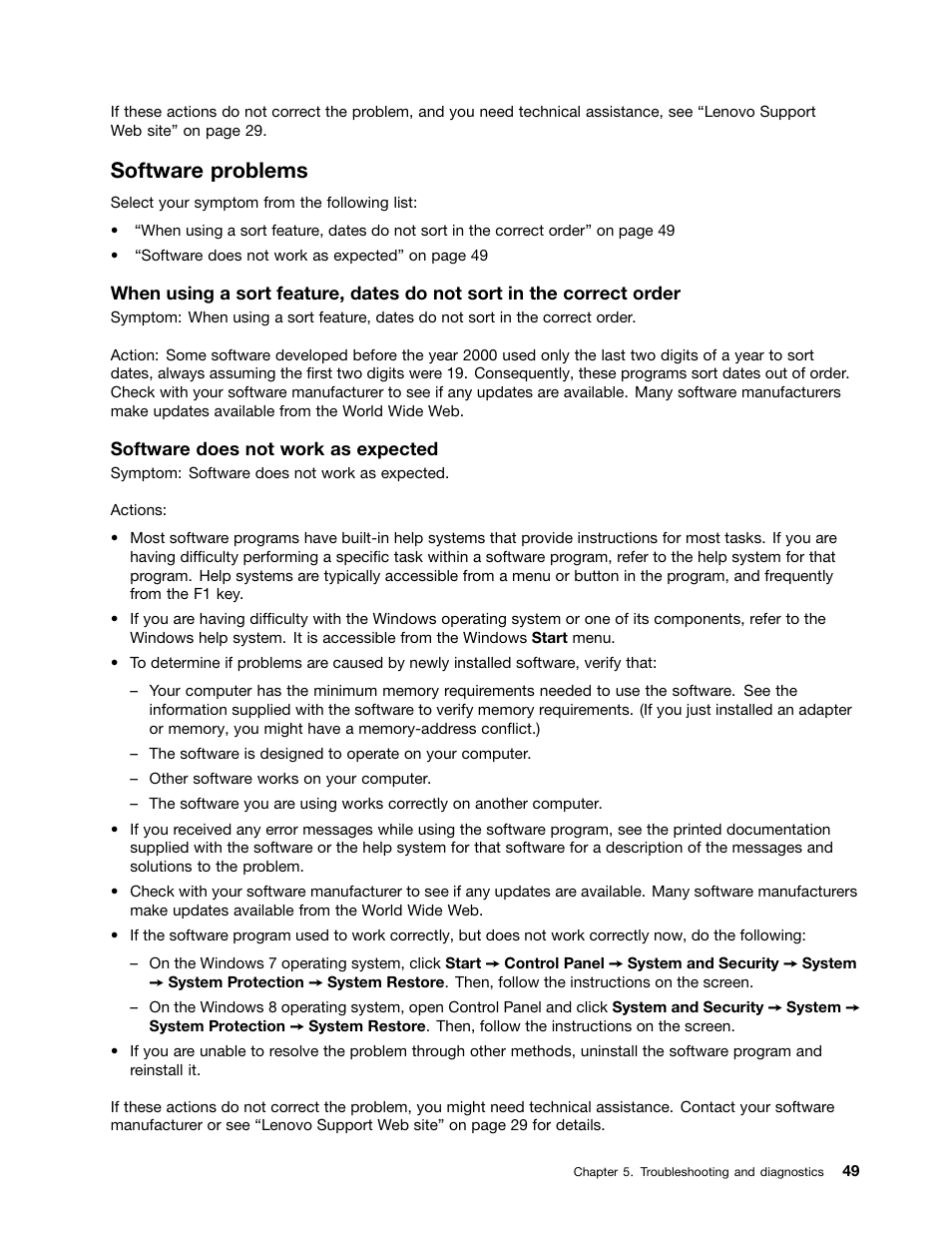 Software problems | Lenovo S710 All-in-One User Manual | Page 55 / 118
