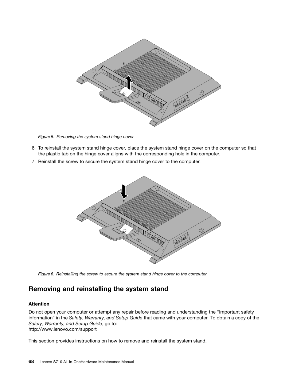 Removing and reinstalling the system stand | Lenovo S710 All-in-One User Manual | Page 74 / 118