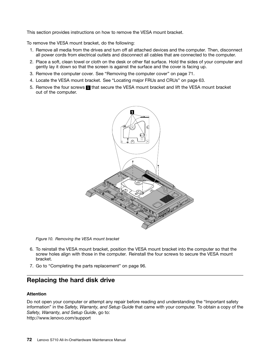 Replacing the hard disk drive | Lenovo S710 All-in-One User Manual | Page 78 / 118