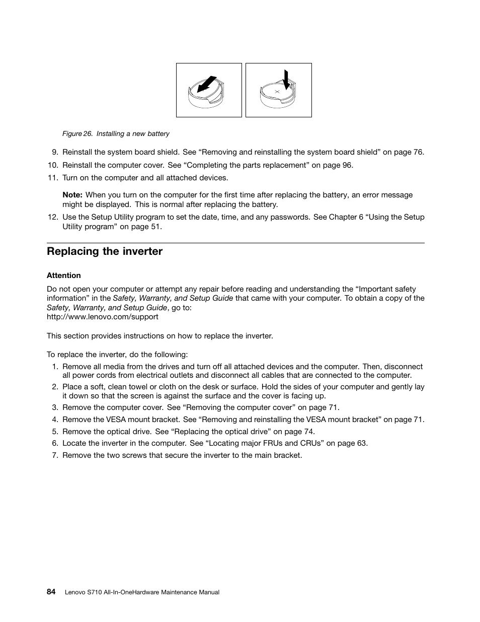 Replacing the inverter | Lenovo S710 All-in-One User Manual | Page 90 / 118