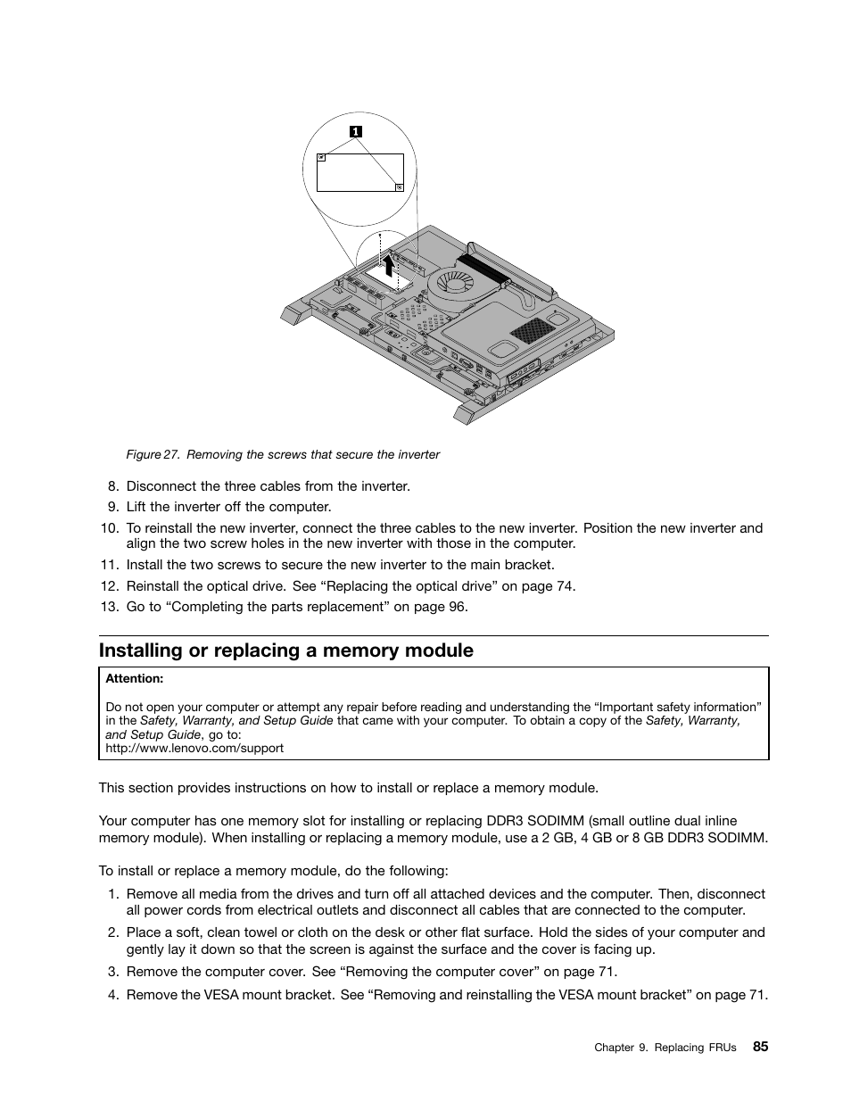 Installing or replacing a memory module | Lenovo S710 All-in-One User Manual | Page 91 / 118