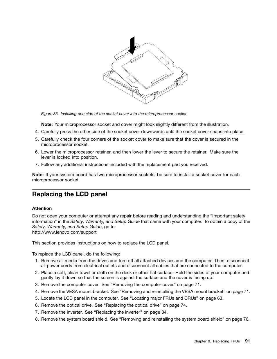 Replacing the lcd panel | Lenovo S710 All-in-One User Manual | Page 97 / 118