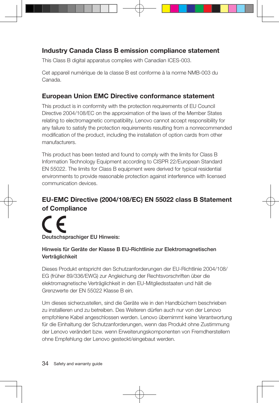 European union emc directive conformance statement | Lenovo C315 All-In-One User Manual | Page 39 / 47
