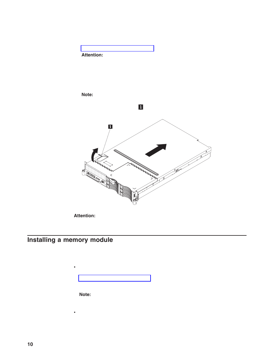 Installing a memory module, Installing, Memory | Module | Lenovo ThinkServer RD120 User Manual | Page 24 / 100