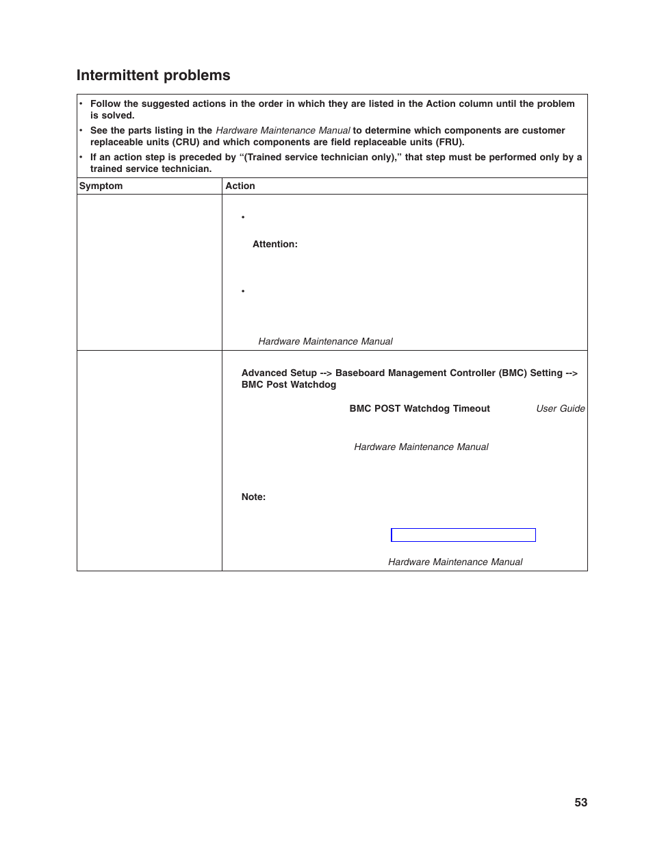 Intermittent problems, Intermittent, Problems | Lenovo ThinkServer RD120 User Manual | Page 67 / 100